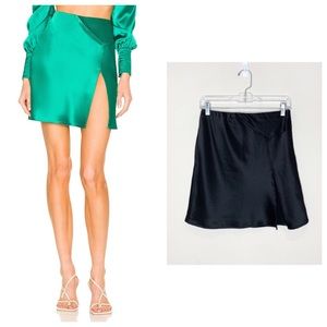 NONchalant Label Karmen Satin Slit Mini Skirt (Sz M) Black